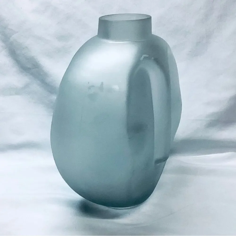 White Contemporary Frosted Glass Face Sculpture Vase